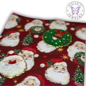Handmade Small Book/Kindle Sleeve with a Santa Claus Fabric